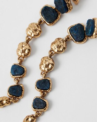Goldtone and Blue Linear Earrings
