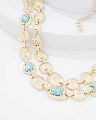Turquoise + Gold Multistrand Necklace click to view larger image.
