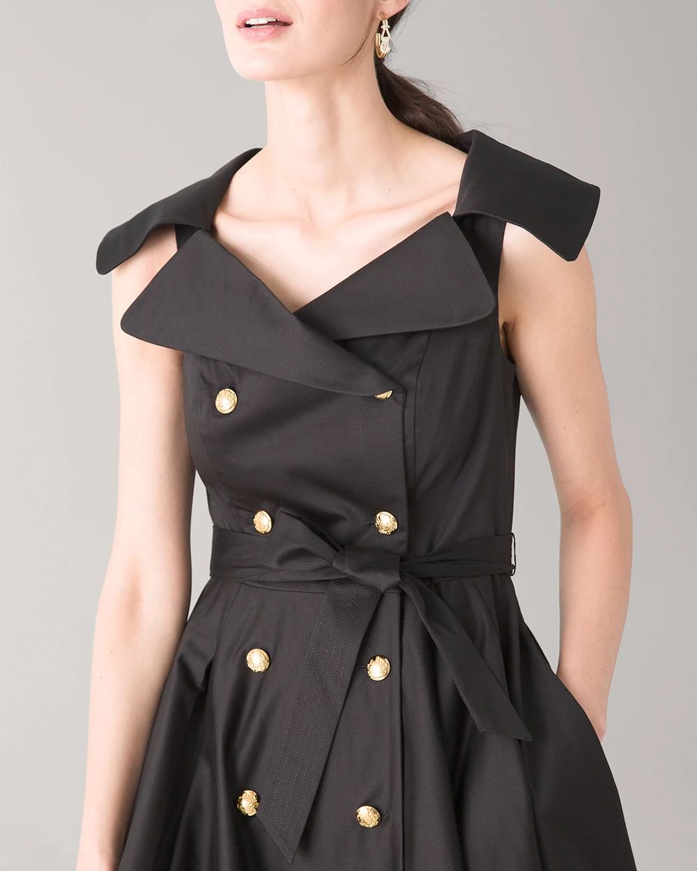 Off the Shoulder Trench Coat Dress