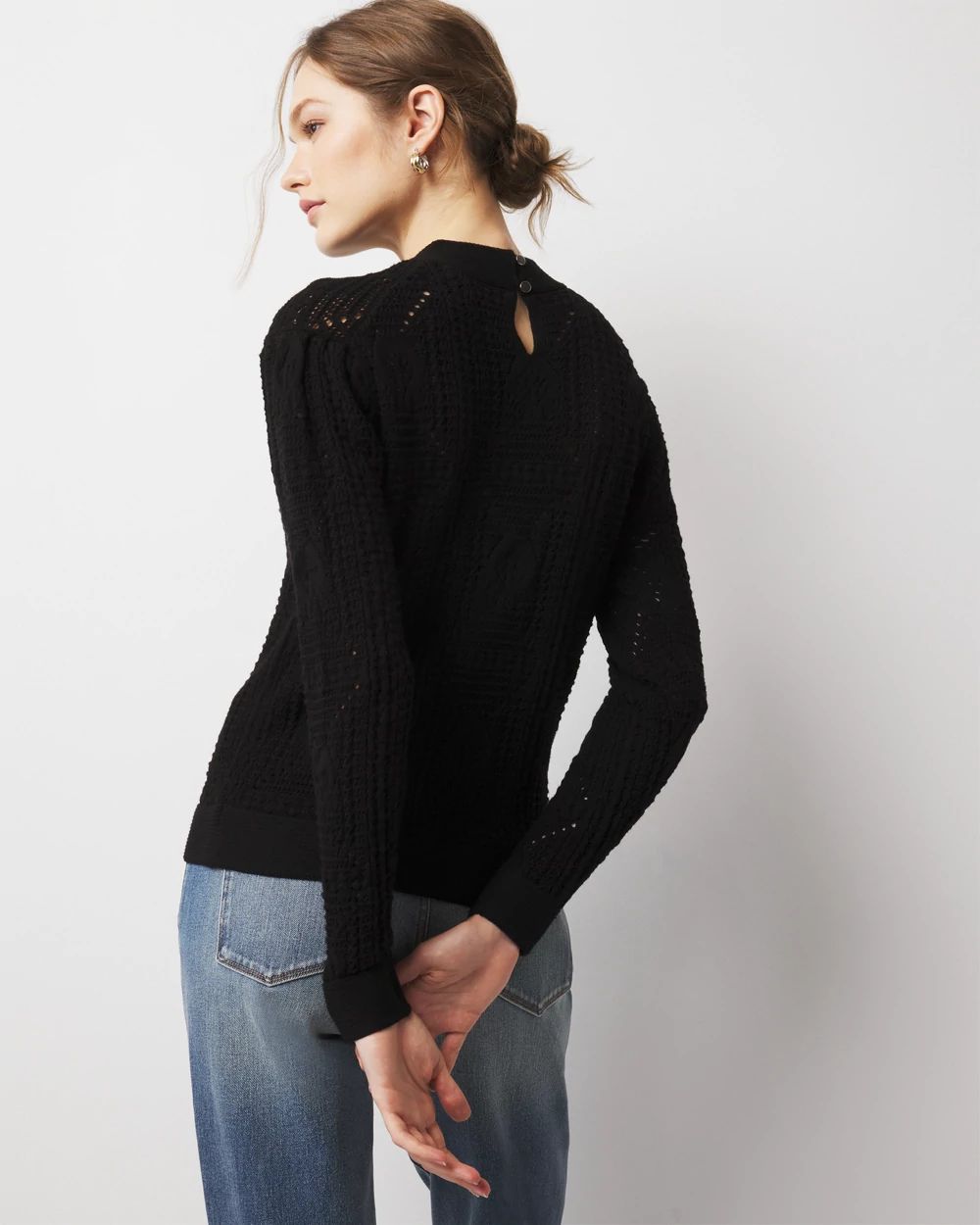 Petite Mock Neck Pointelle Sweater