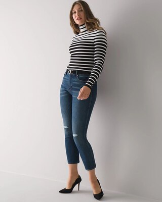 Curvy-Fit High-Rise Sculpt Destructed Straight Jeans