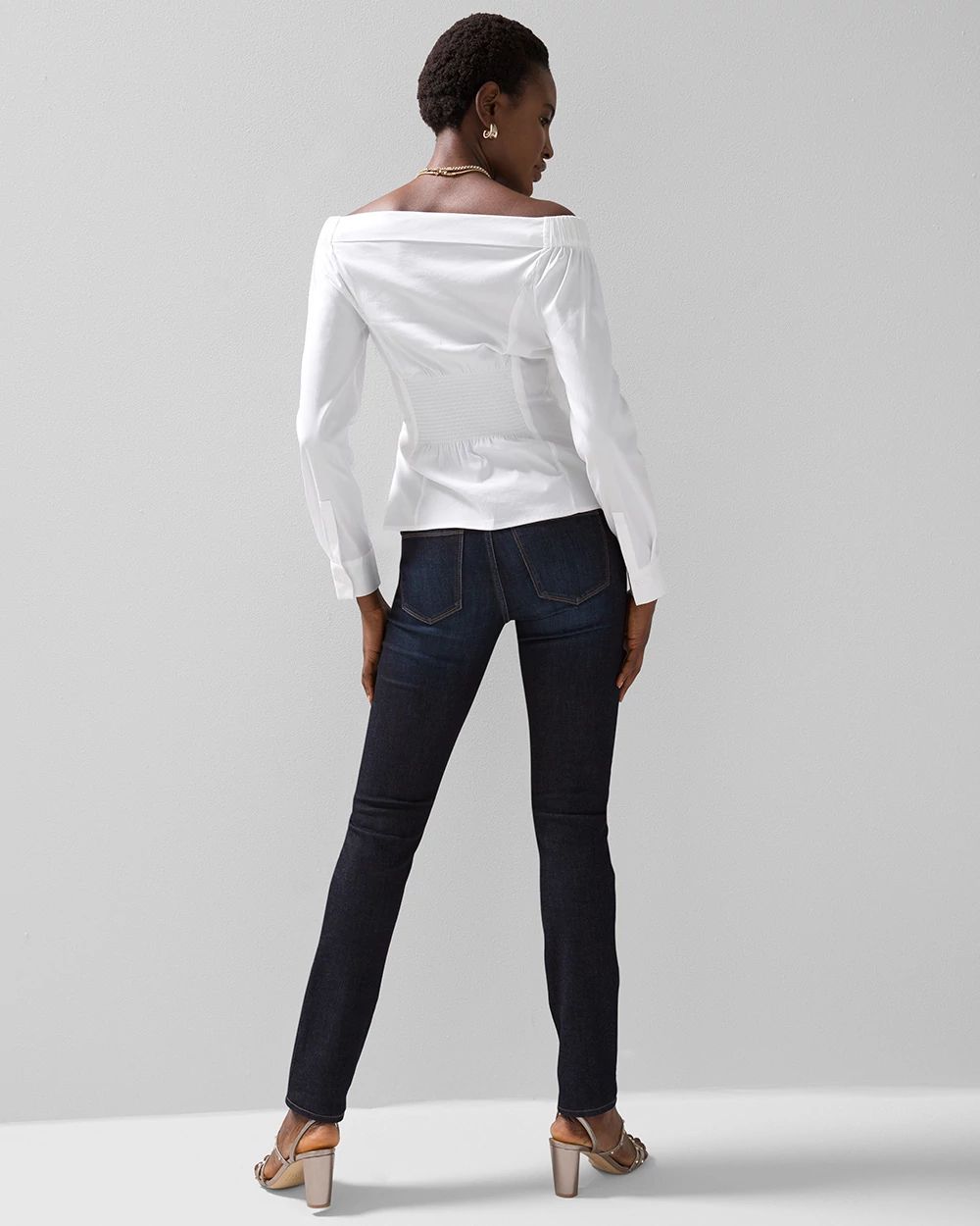 Off-the-Shoulder Poplin Surplice Top