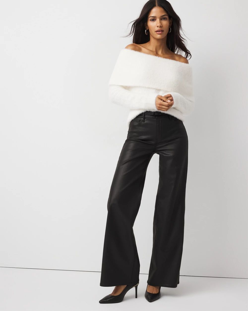 Off-The-Shoulder Brushed Pullover Sweater