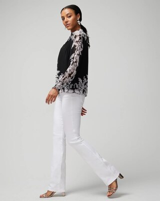 Pleated Butterfly Print Blouse