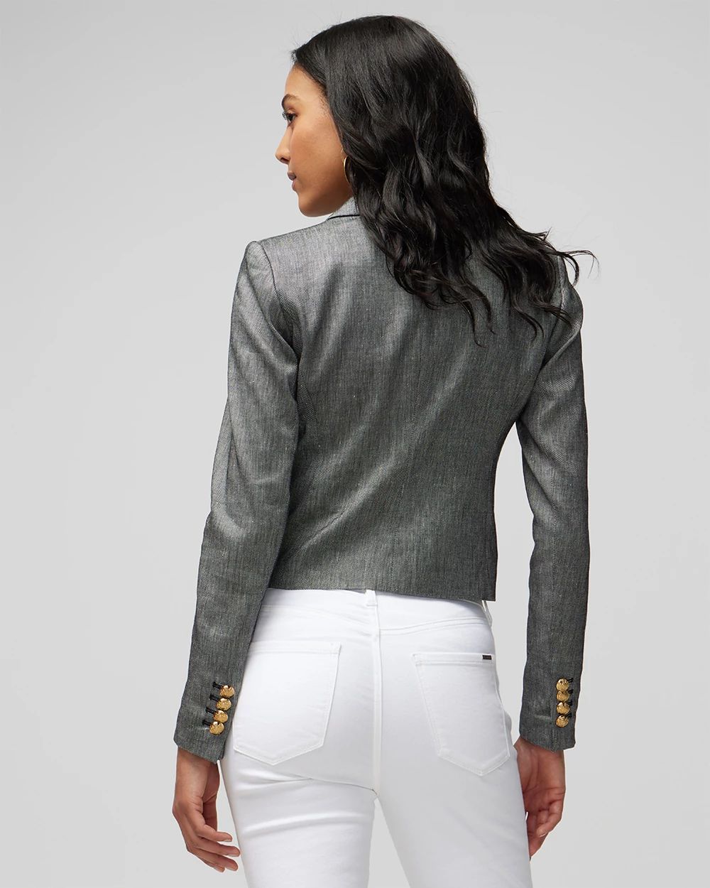 Cropped Linen-Blend Studio Blazer click to view larger image.