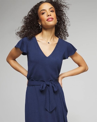 Outlet WHBM V-Neck Flounce Sleeve Mini Dress