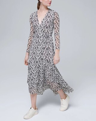 Petite Tiered Mesh Wrap Dress