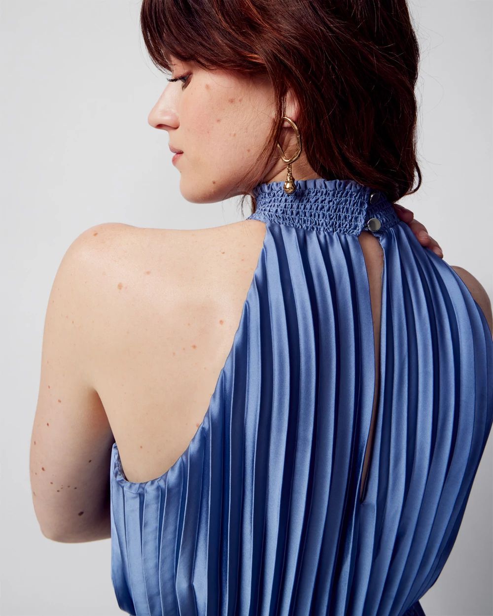 Pleated Midi Halter Dress