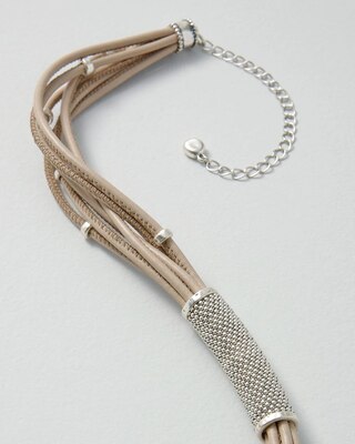 Silvertone Leather Collar Necklace