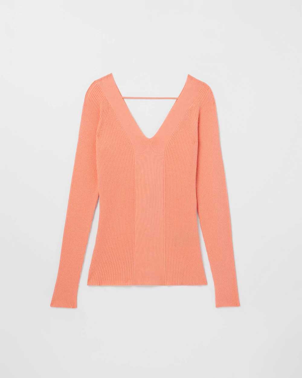 Long Sleeve Ribbed Twist Back Sweater click to view larger image.
