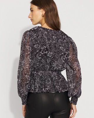 Ruffle + Peplum Surplice Blouse click to view larger image.