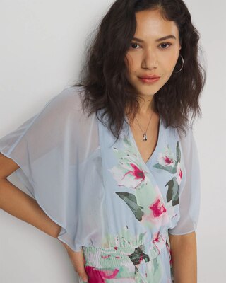 V-Neck Flutter Sleeve Maxi Dress