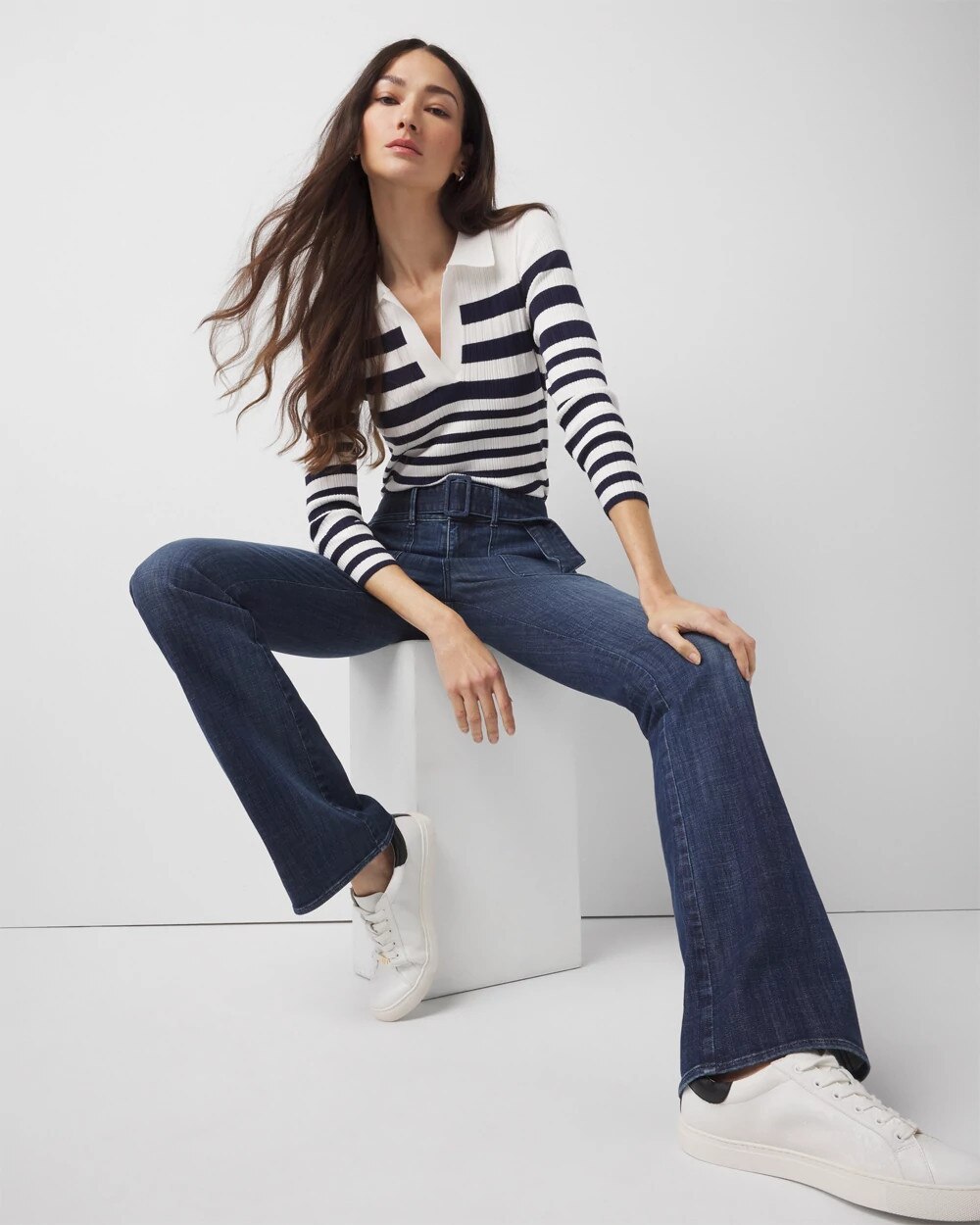 Ribbed Collar Pullover Sweater - image 2