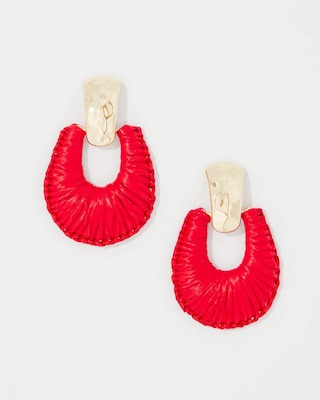 Gold + Red Raffia Drop Earrings click to view larger image.