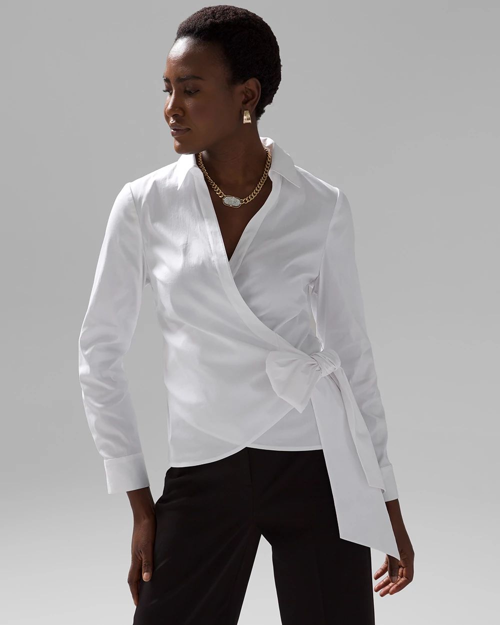 Tie-Waist Poplin Shirt