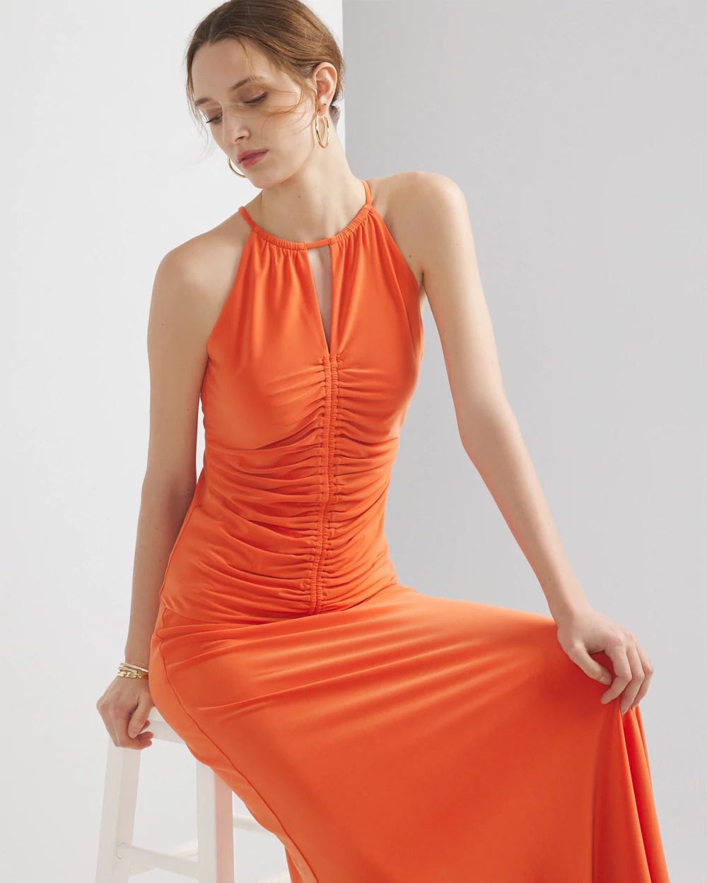 Matte Jersey Ruched Halter Top