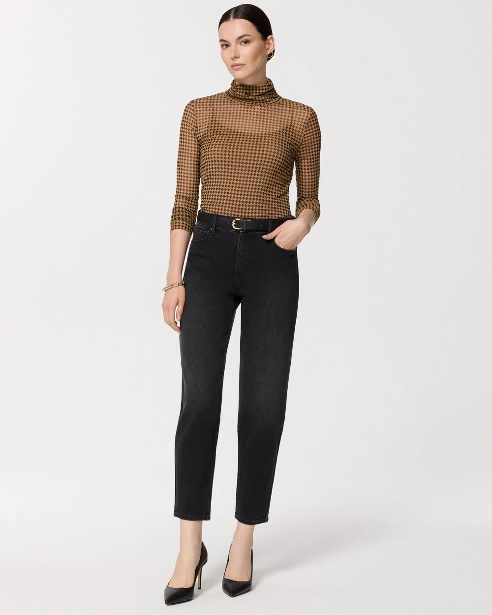 High-Rise Tapered Ankle Jeans