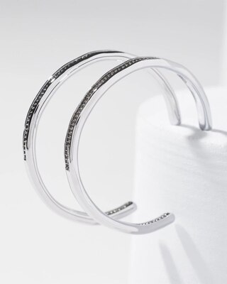 Silver Encrusted Hoop Earrings