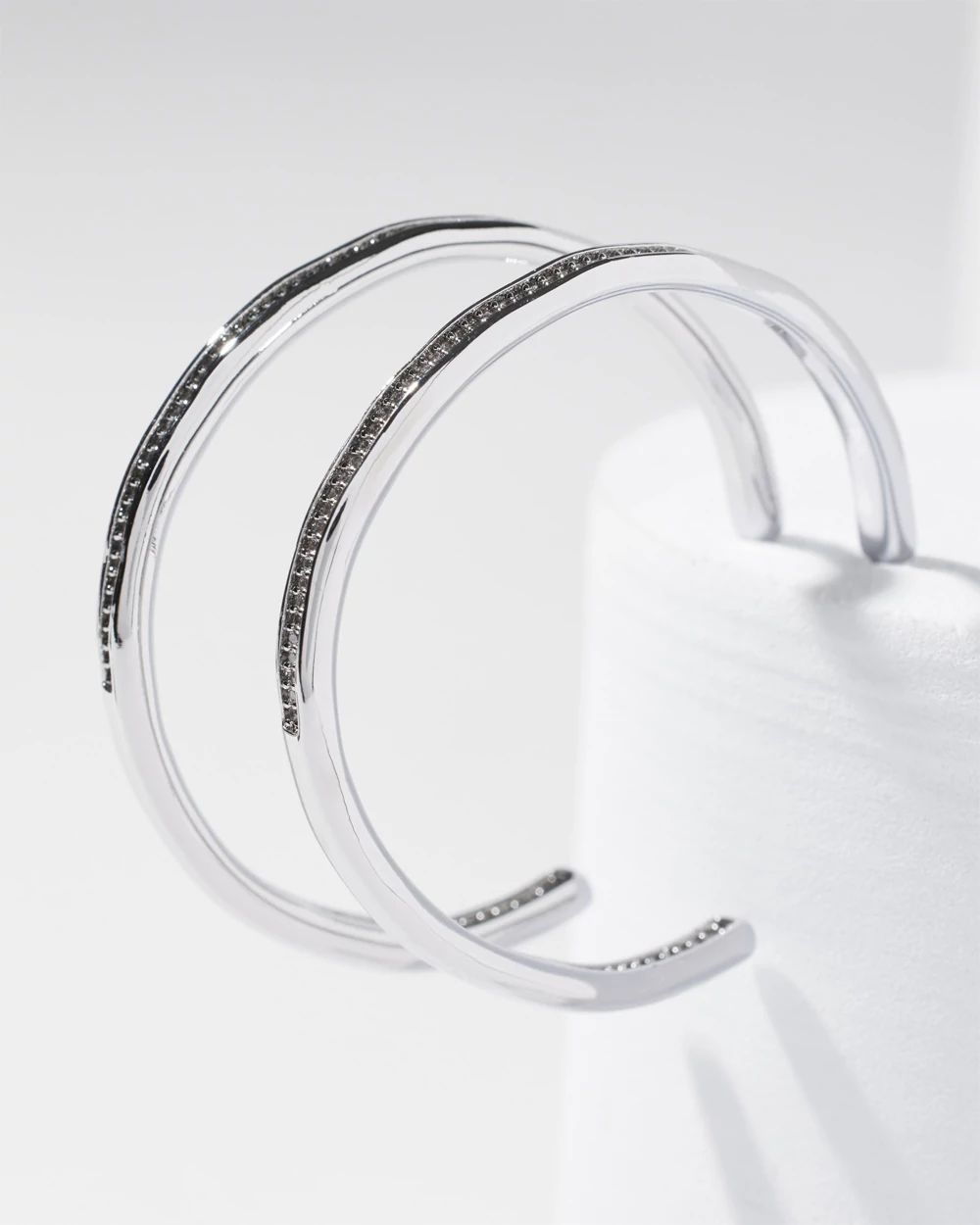 Silver Encrusted Hoop Earrings