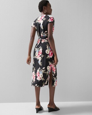 Button-Front Midi Wrap Dress