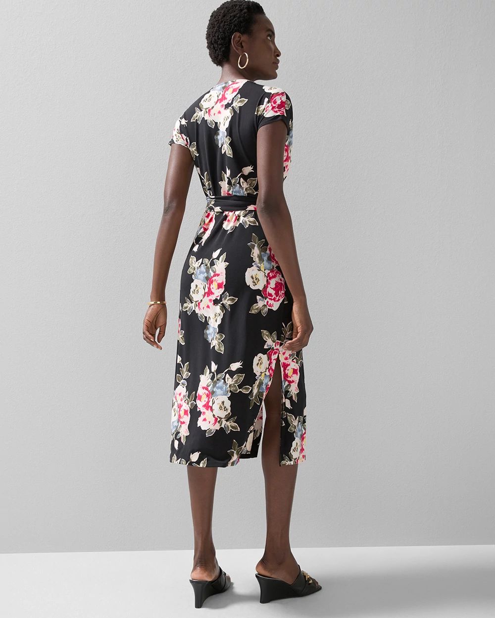 Button-Front Midi Wrap Dress