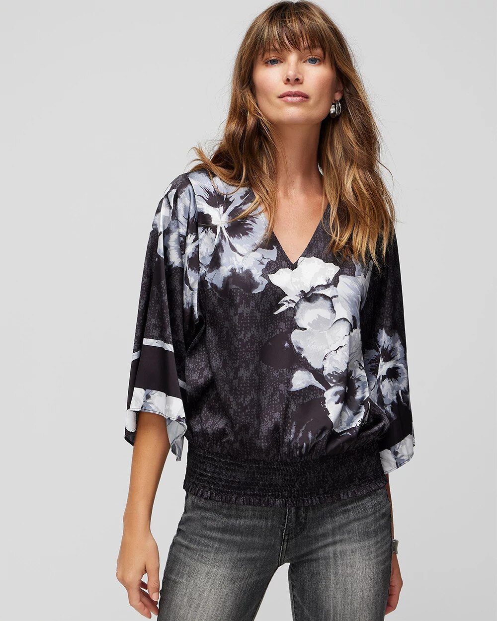 smocked kimono top