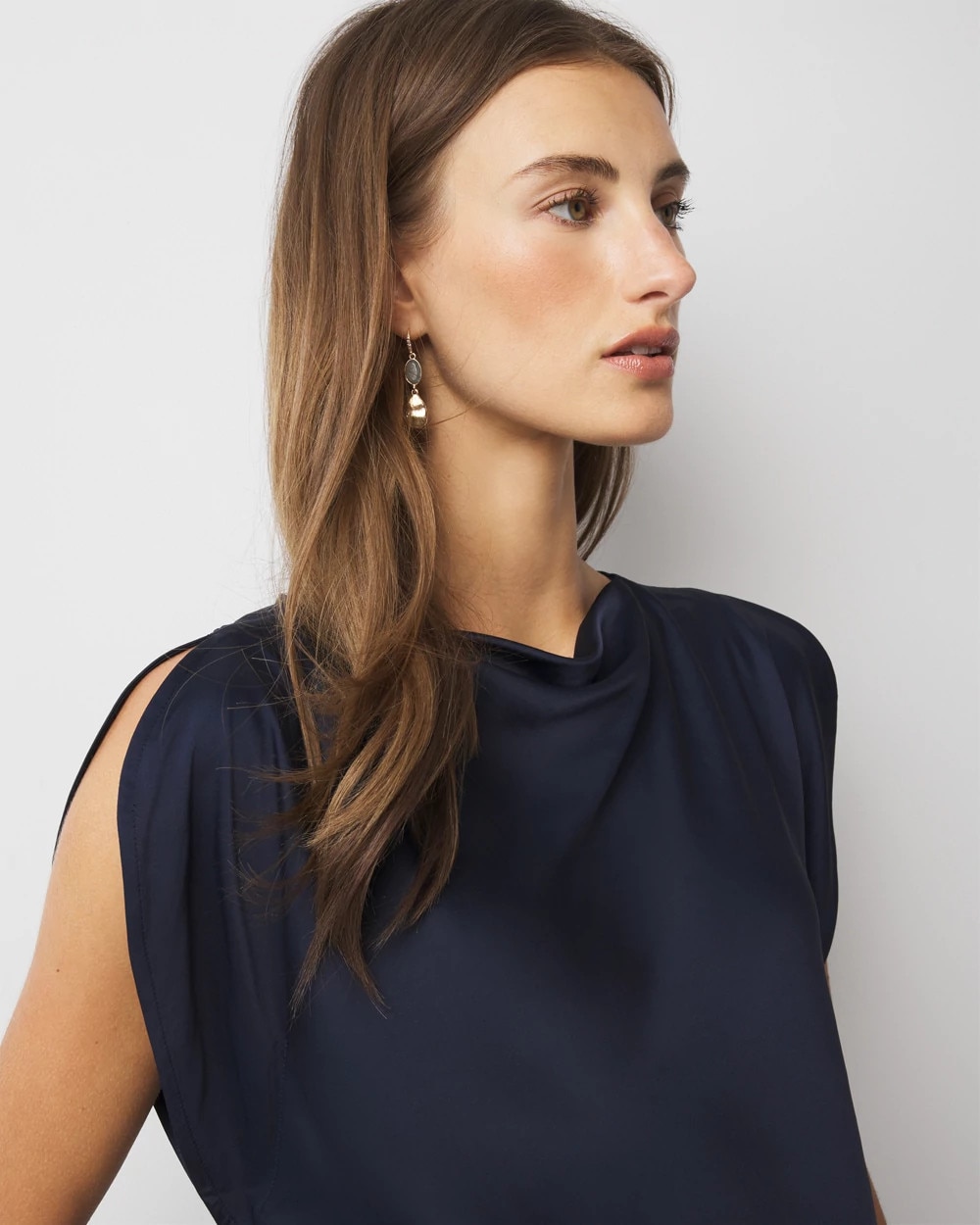 Satin Petal Sleeve Blouse