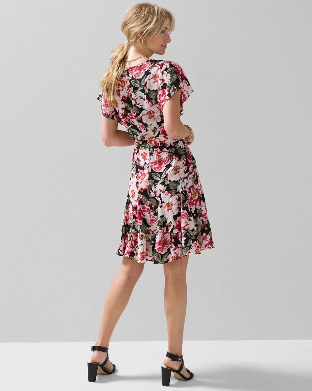 Floral Godet Pleat Dress click to view larger image.