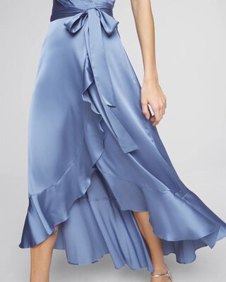 Sleeveless Satin Wrap Dress