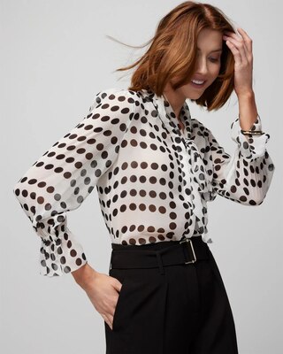 Long Sleeve Tie Neck Blouse