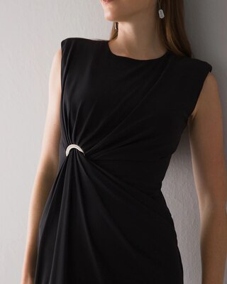 Draped Soft Jersey Midi Dress with Grommet Detail