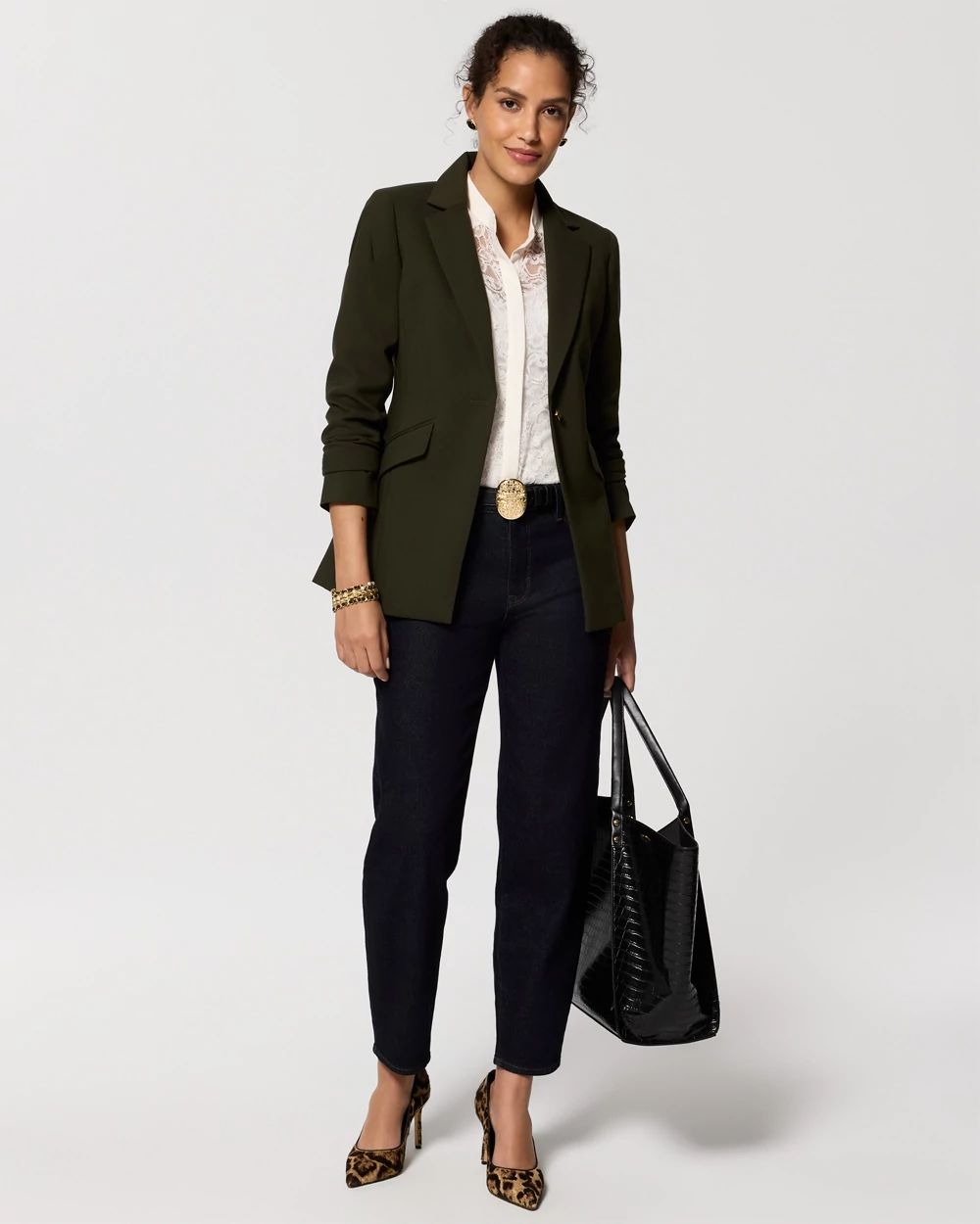WHBM® Luxe Stretch One-Button Blazer click to view larger image.