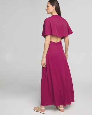 Cape Belted Maxi With Slit Dress click to view larger image.