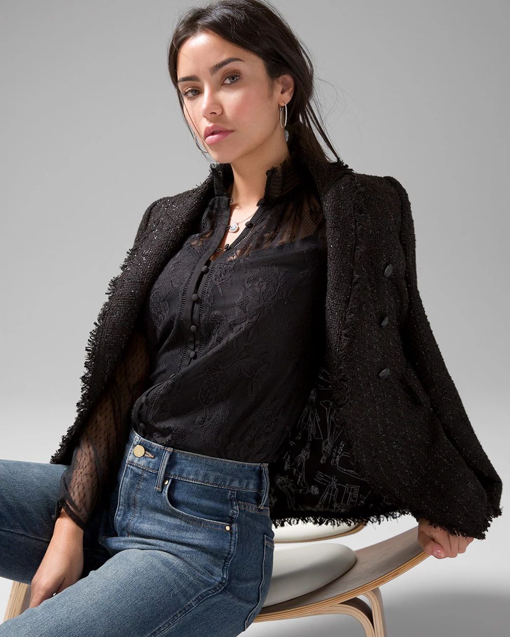 Tulle Mixed Lace Blouse click to view larger image.