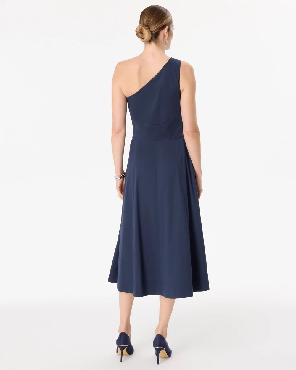 One-Shoulder Poplin Midi Dress click to view larger image.
