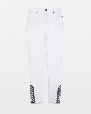 High-Rise Printed Hem Skinny Ankle Jeans