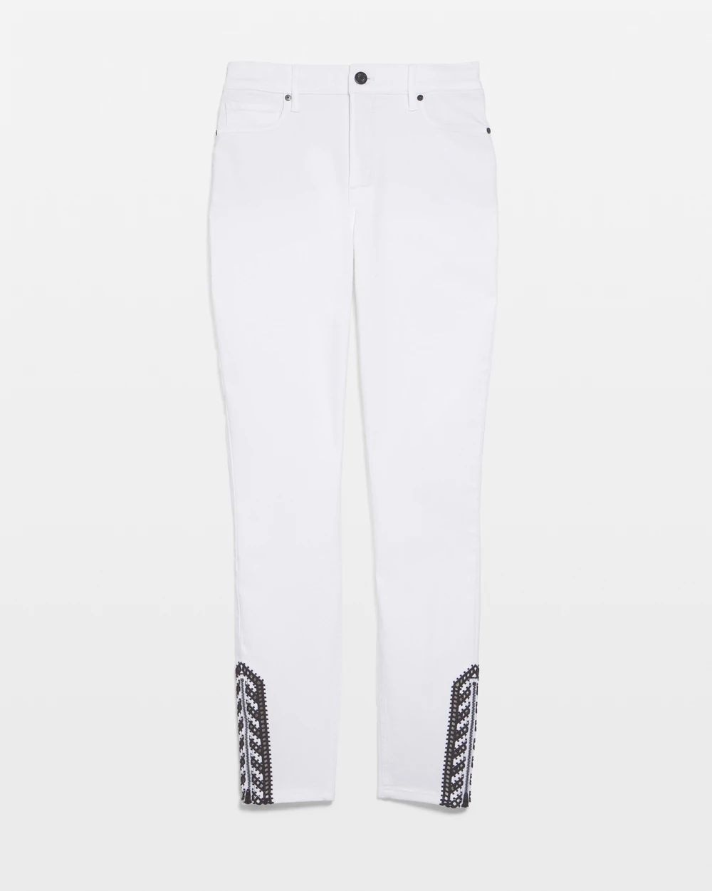 High-Rise Printed Hem Skinny Ankle Jeans click to view larger image.
