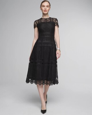 Embroidered Lace Fit-and-Flare Dress