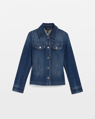 Pleated Denim Trucker Jacket click to view larger image.