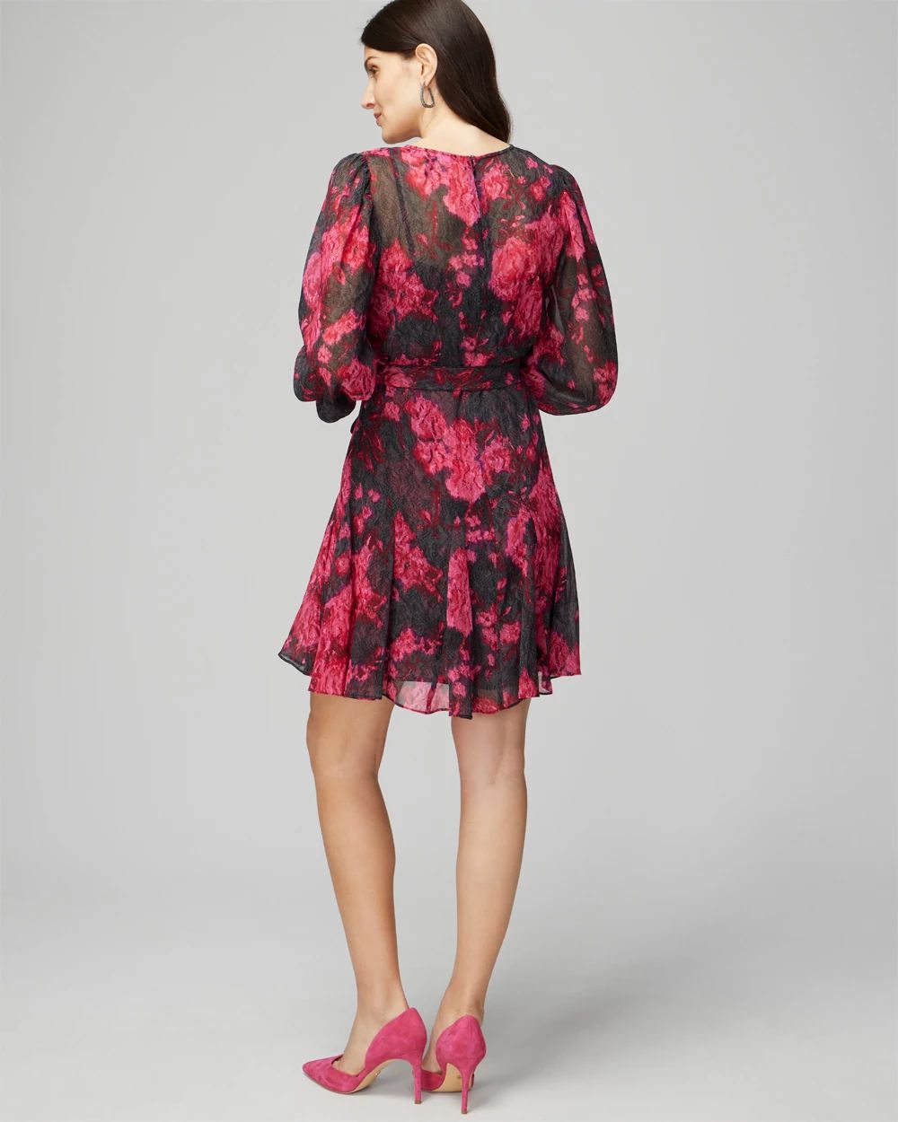 3/4-Sleeve Godet Dress