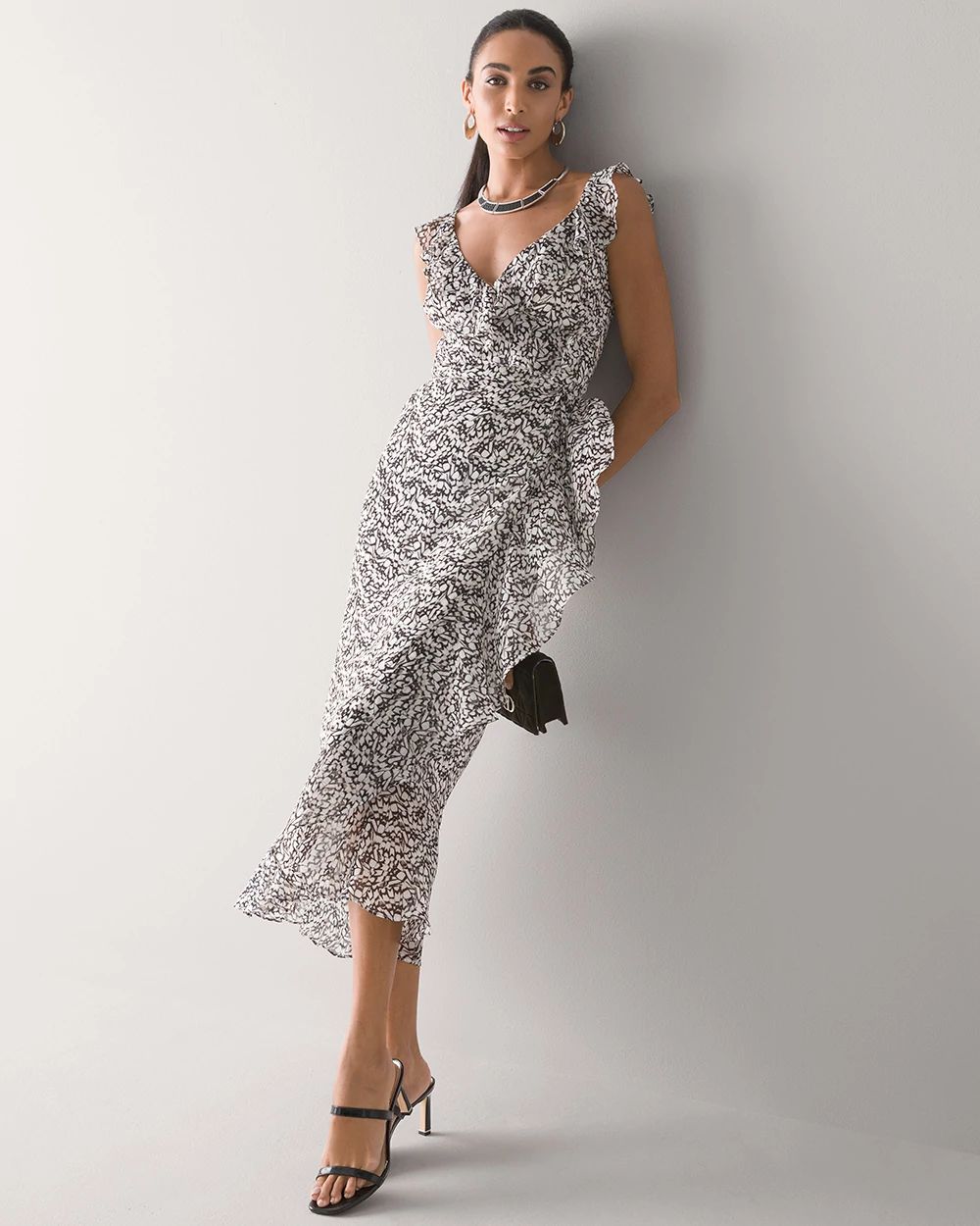 Faux Wrap Midi Dress