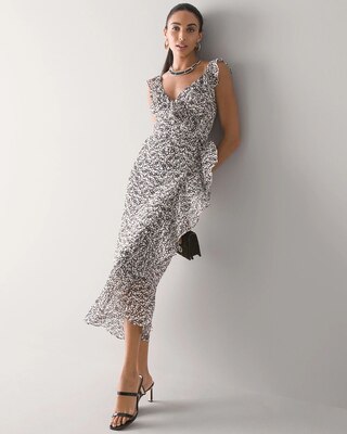 Faux Wrap Midi Dress