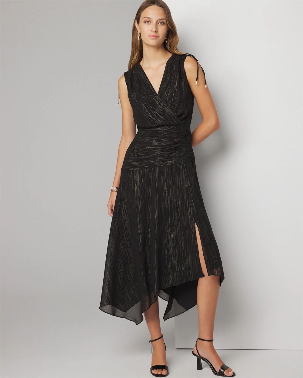 Petite Sleeveless Drop Waist Midi Dress