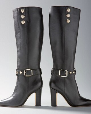 Leather Military High-Heel Boot