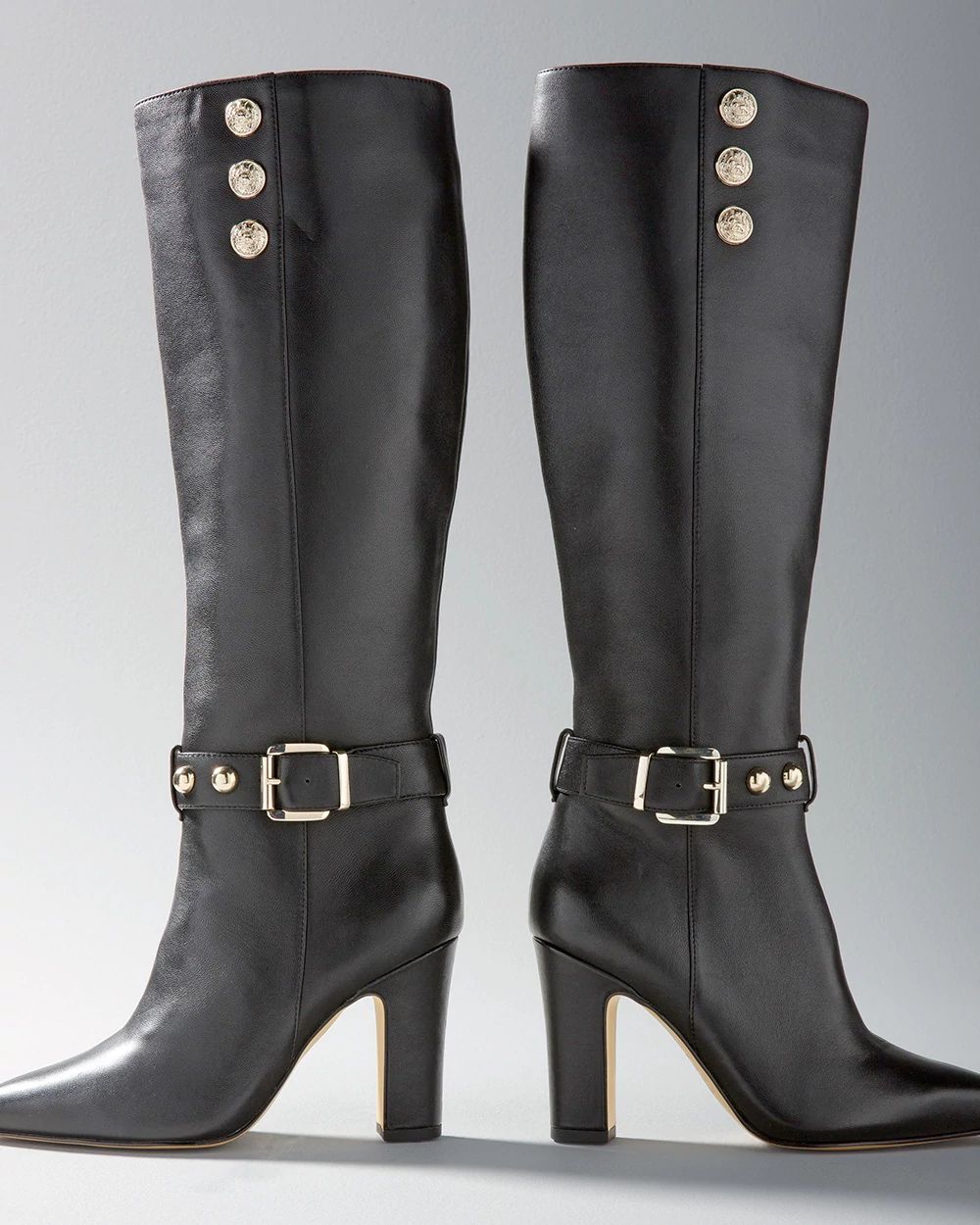 Leather Military High-Heel Boot