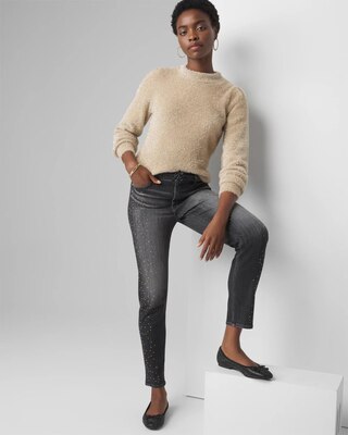 High-Rise Embellished Slim Ankle Jeans click to view larger image.