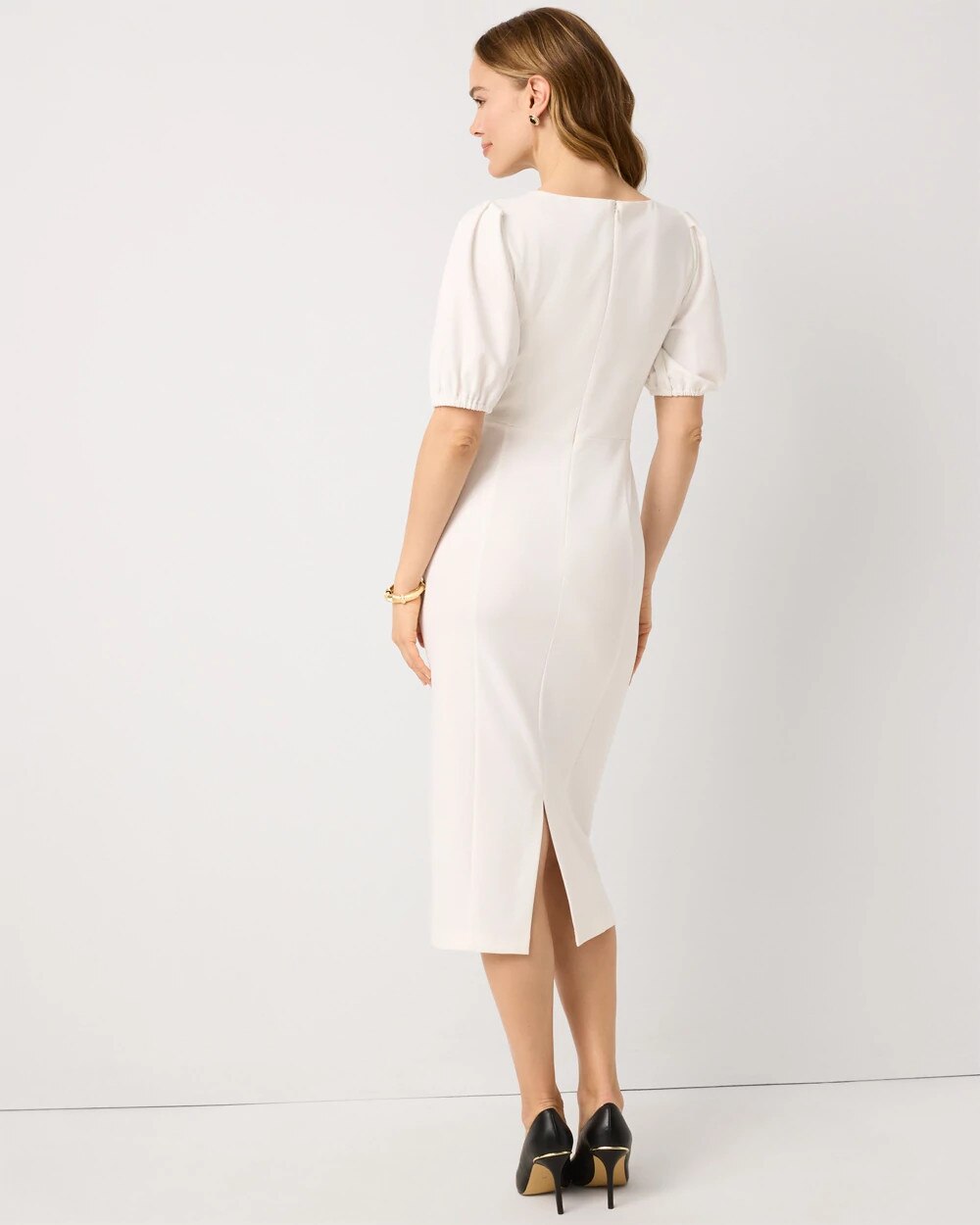 Knit Crepe Sheath Midi Dress - image 4