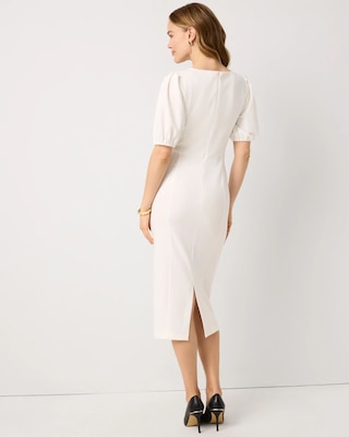 Petite Knit Crepe Sheath Midi Dress click to view larger image.
