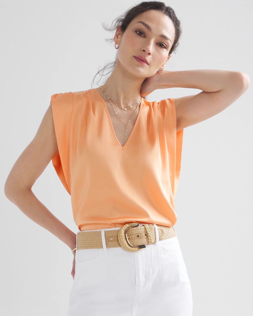 Petite Ruched Shoulder Shell Top
