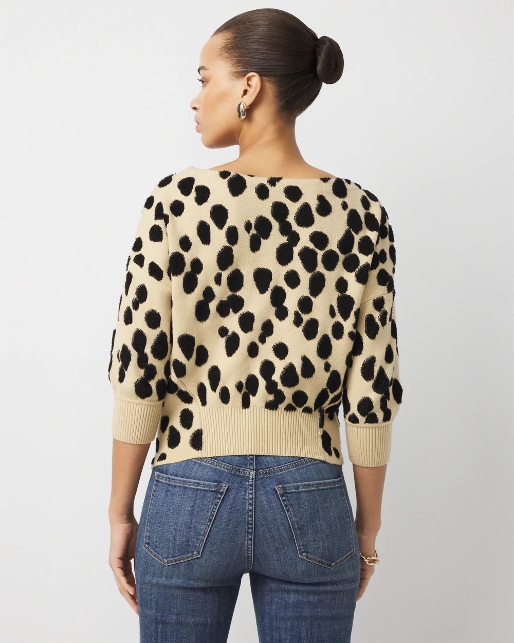 Jacquard Puff Sleeve Sweater